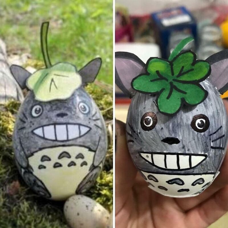 Раскрашенное яйцо Тоторо